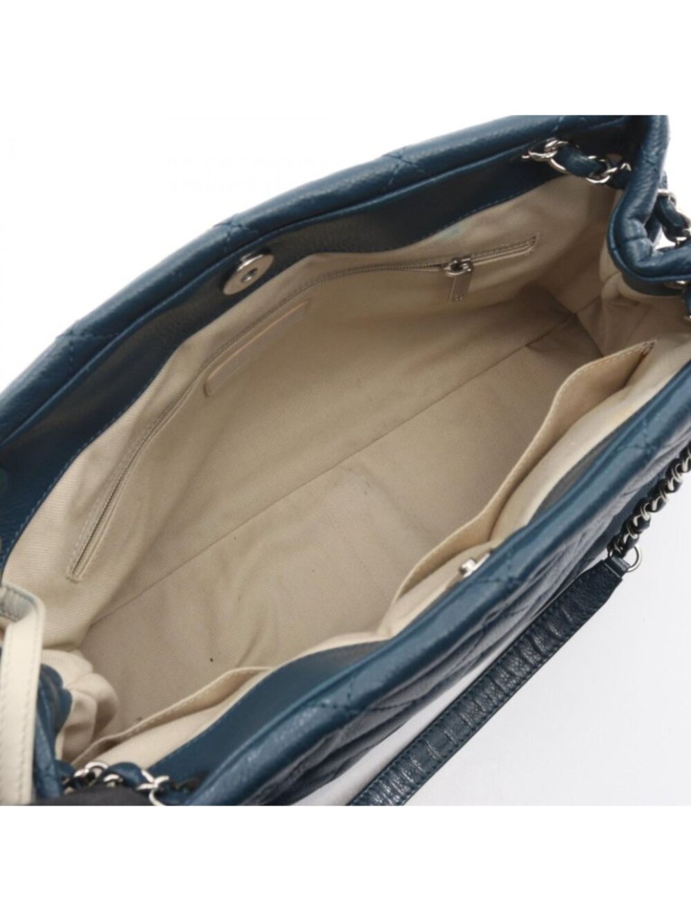 Chanel Tote Quilted Navy Caviar Leather Jumbo CC Logo Chain - Picture 3 of 9